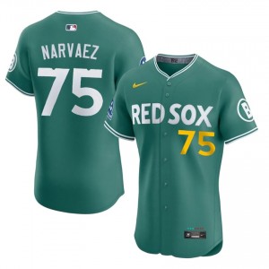 Men's BOS Carlos Narvaez #75 Baseball Green 2026-27 Jerseys 671062-540