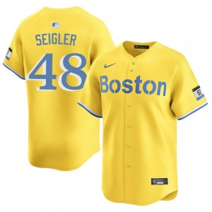 Mens Red Sox Anthony Seigler #48 Baseball Gold Stitched Jersey 284811-927