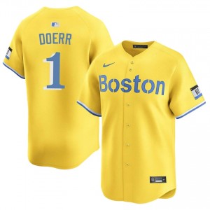 Men The Crimson Bobby Doerr #1 Baseball Gold Official Jerseys 801953-422