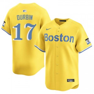 Men's BoSox Caleb Durbin #17 Baseball Gold Player Jersey 433062-347