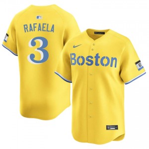 Men Carmine Hose Ceddanne Rafaela #3 Baseball Gold New Jersey 392761-567