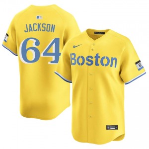 Men's Olde Towne Team Isaiah Jackson #64 Baseball Gold Embroidery Jersey 742405-575