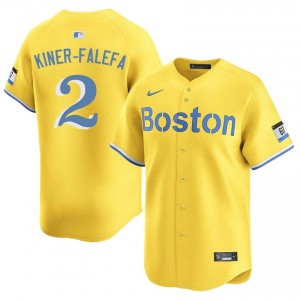 Men BoSox Isiah Kiner-Falefa #2 Baseball Gold Game Jerseys 151173-579