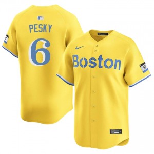 Men Olde Towne Team Johnny Pesky #6 Baseball Gold Embroidery Jersey 809901-233