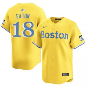 Men's Boston Red Sox Nate Eaton #18 Baseball Gold New Jersey 500530-328
