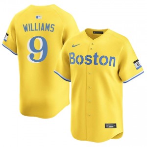 Mens The Sawx Ted Williams #9 Baseball Gold Popular Jersey 534658-698