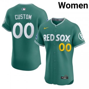 Women BoSox Custom #00 Baseball Green Authentic Jerseys 462151-257