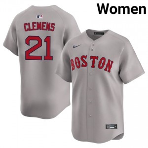 Women BOS Red Sox Roger Clemens #21 Baseball Gray Game Jerseys 336011-518