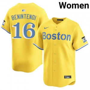 Women's Olde Towne Team Andrew Benintendi #16 Baseball Gold Stitched Jersey 248284-178