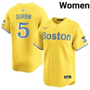 Womens Boston Red Sox Caleb Durbin #5 Baseball Gold Limited Jerseys 180024-771