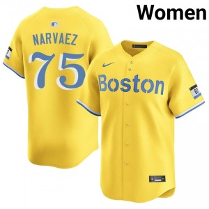 Women's Red Sox Carlos Narvaez #75 Baseball Gold Stitched Jersey 257624-263