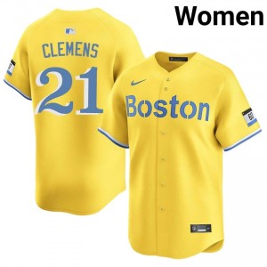 Women's The Sox Roger Clemens #21 Baseball Gold Limited Jerseys 302829-149