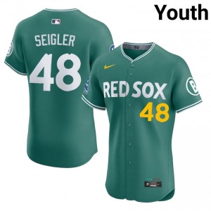 Youth BRS Anthony Seigler #48 Baseball Green Official Jersey 685444-438