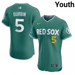 Youth The Sox Caleb Durbin #5 Baseball Green Replica Jerseys 940423-662