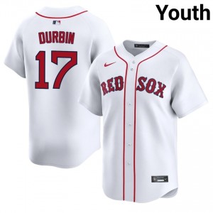 Youth The Sox Caleb Durbin #17 Baseball White Embroidery Jerseys 997276-596