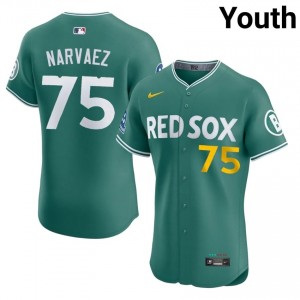 Youth BOS Red Sox Carlos Narvaez #75 Baseball Green Popular Jersey 254188-293