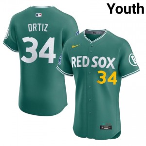 Youth The Sox David Ortiz #34 Baseball Green 2026 Jersey 310901-398