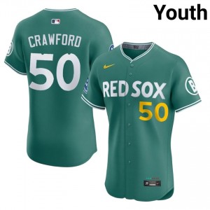 Youth Red Sox Nation Kutter Crawford #50 Baseball Green 2026-27 Jerseys 663526-312