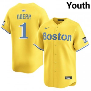 Youth BOS Bobby Doerr #1 Baseball Gold Popular Jersey 120390-126