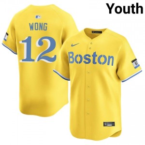 Youth BOS Red Sox Connor Wong #12 Baseball Gold Game Jerseys 540141-858