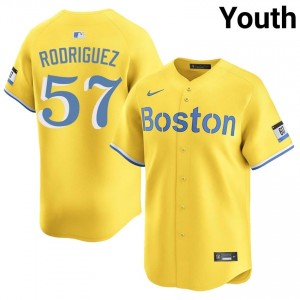 Youth Red Sox Nation Eduardo Rodriguez #57 Baseball Gold Stitched Jersey 741668-601