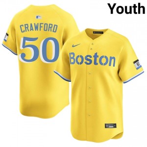 Youth Boston Red Sox Kutter Crawford #50 Baseball Gold Popular Jersey 637410-263
